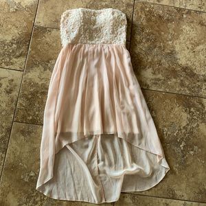 Ruby Rod high low dress. Light pink/cream.